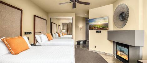 Villa, 2 Queen-Betten | Hochwertige Bettwaren, Zimmersafe, Schreibtisch