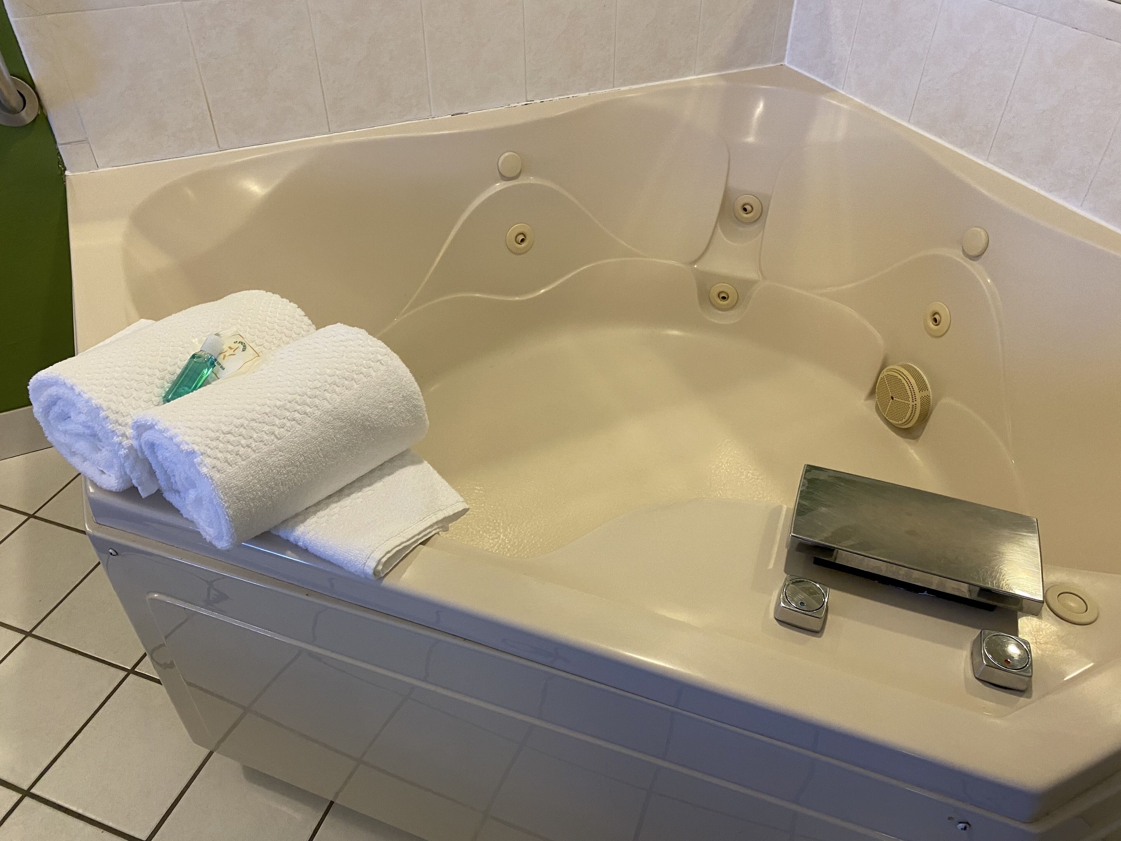 free toiletries, hair dryer, towels