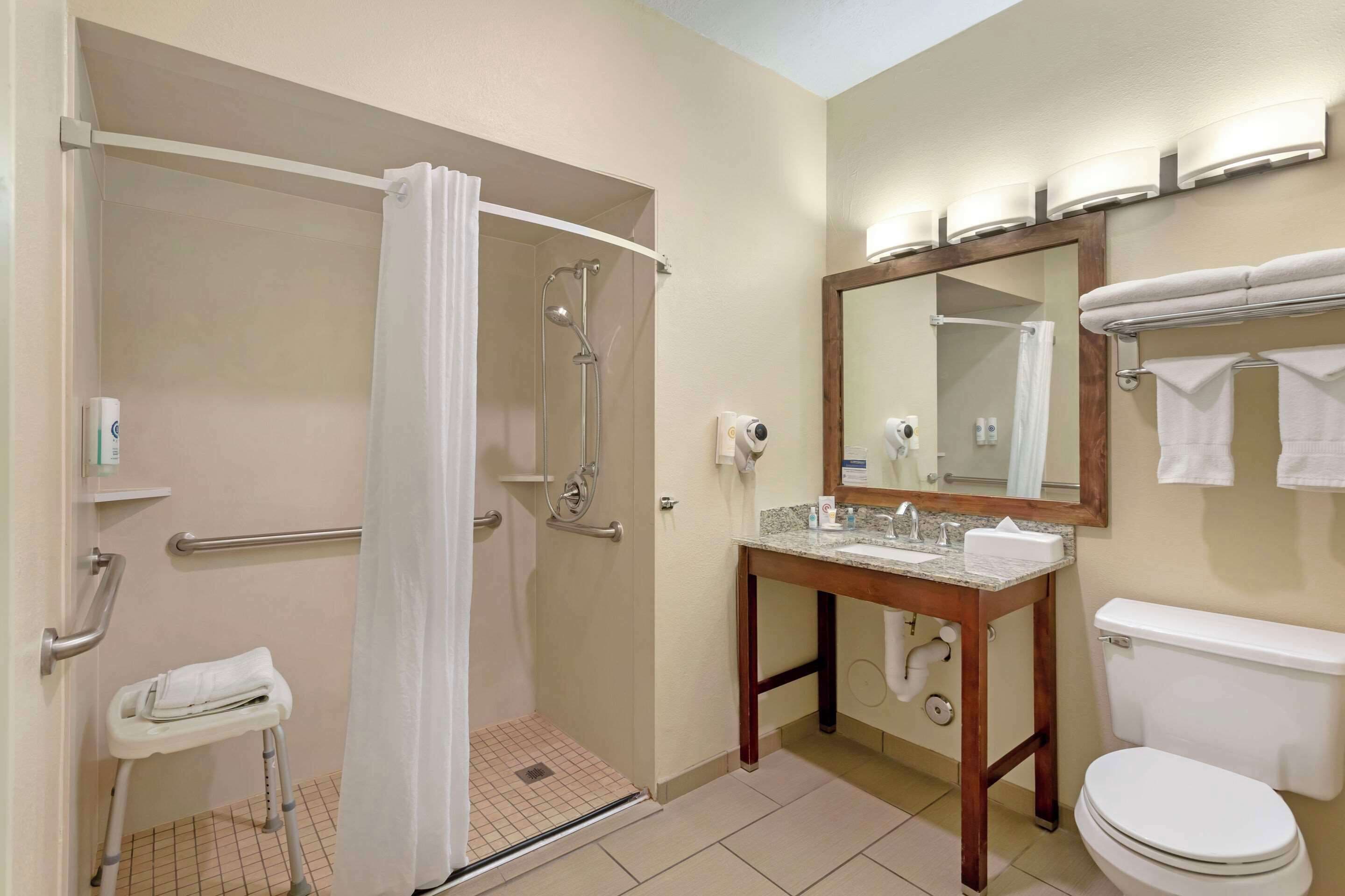 room, 2 queen beds, accessible, non smoking | desk, laptop workspace, iron/ironing board, rollaway beds