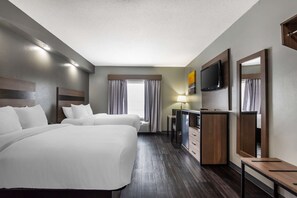 Premium bedding, desk, blackout curtains, iron/ironing board