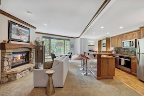 Condo (Studio) | Aire de séjour | Téléviseur à écran plat, foyer