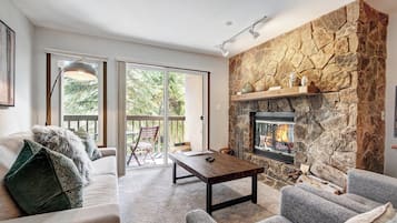 Condo, 2 Bedrooms | Living area | TV, fireplace