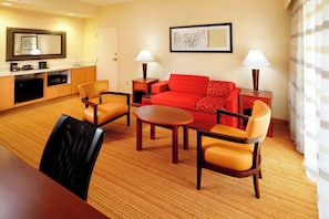 Suite, 1 Bedroom | Desk, blackout drapes, iron/ironing board, free WiFi