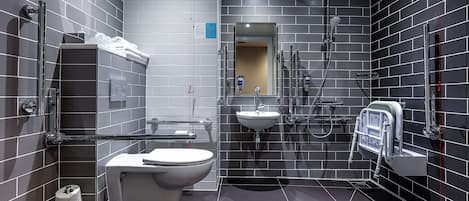 Room, 1 Double Bed, Accessible (with Free Hot Breakfast) | Bathroom | Shower, eco-friendly toiletries, hair dryer, towels