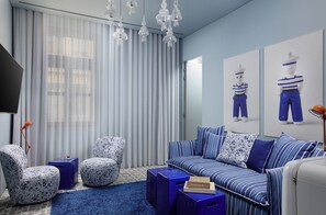 Suite | Living room | Plasma TV - Fresh Hotel, a Member of Design Hotels (Athens)