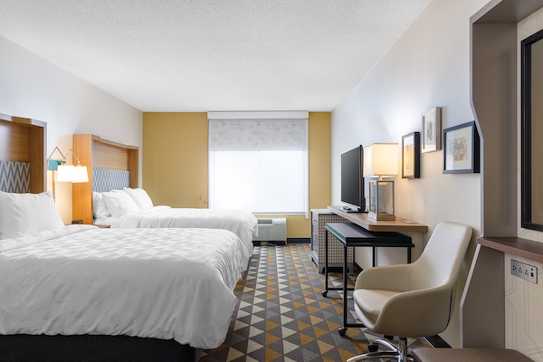 Premium bedding, down comforters, desk, laptop workspace