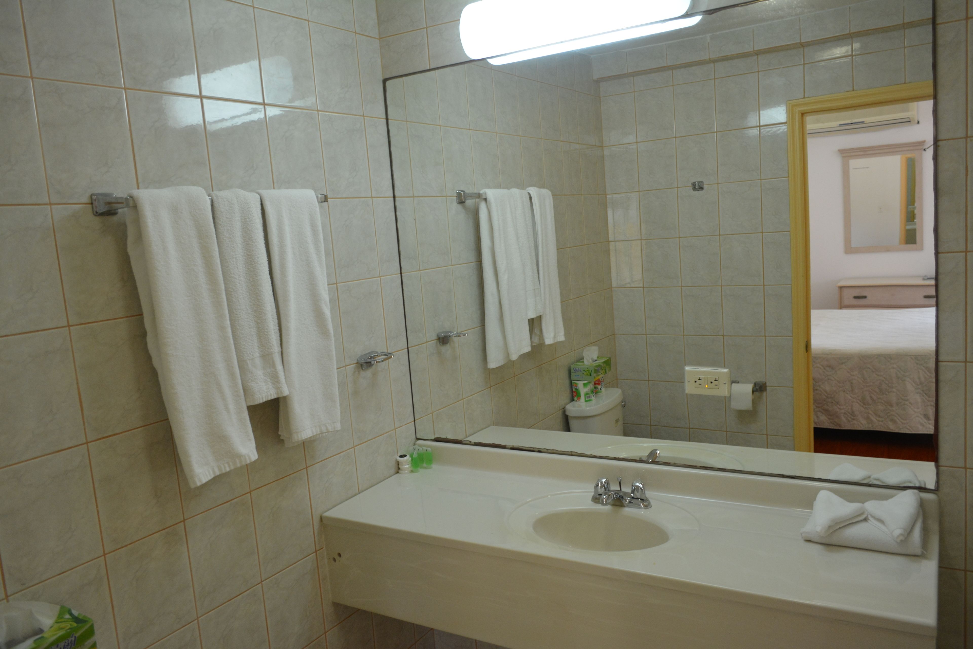 standard double room, 2 double beds | bathroom | shower, free toiletries, towels