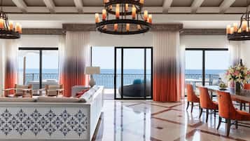 Presidential Suite, 2 Bedrooms, Oceanfront | Living area | 48-inch LCD TV with cable channels, TV, DVD player