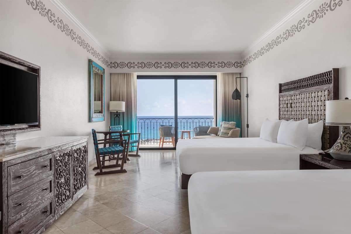 Deluxe Room, 2 Queen Beds, Balcony, Oceanfront | Egyptian cotton sheets, premium bedding, down comforters, pillowtop beds