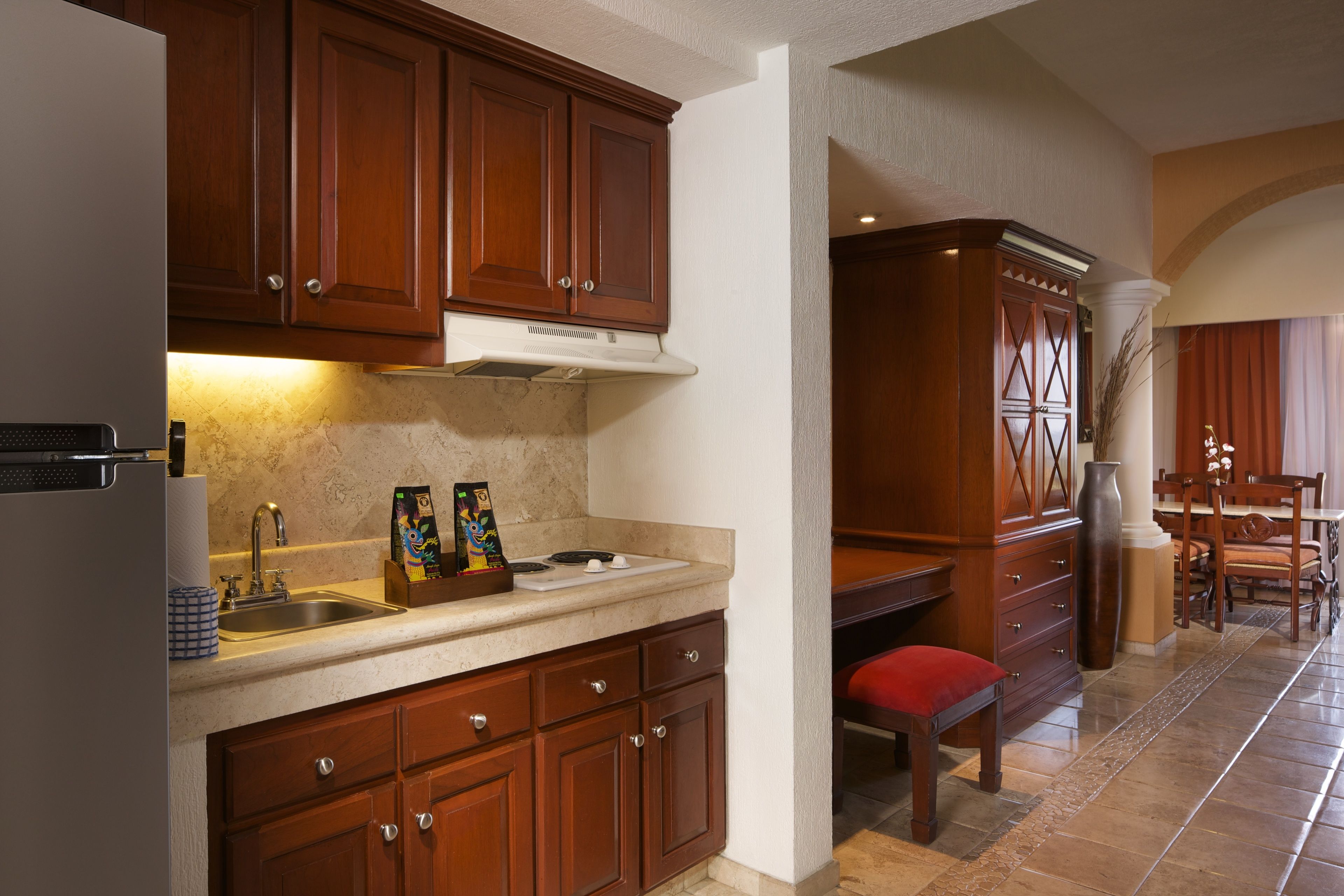 junior studio, 1 king bed with sofa bed | private kitchenette | full-sized fridge, microwave, coffee/tea maker, toaster