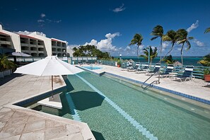 Outdoor pool, sun loungers