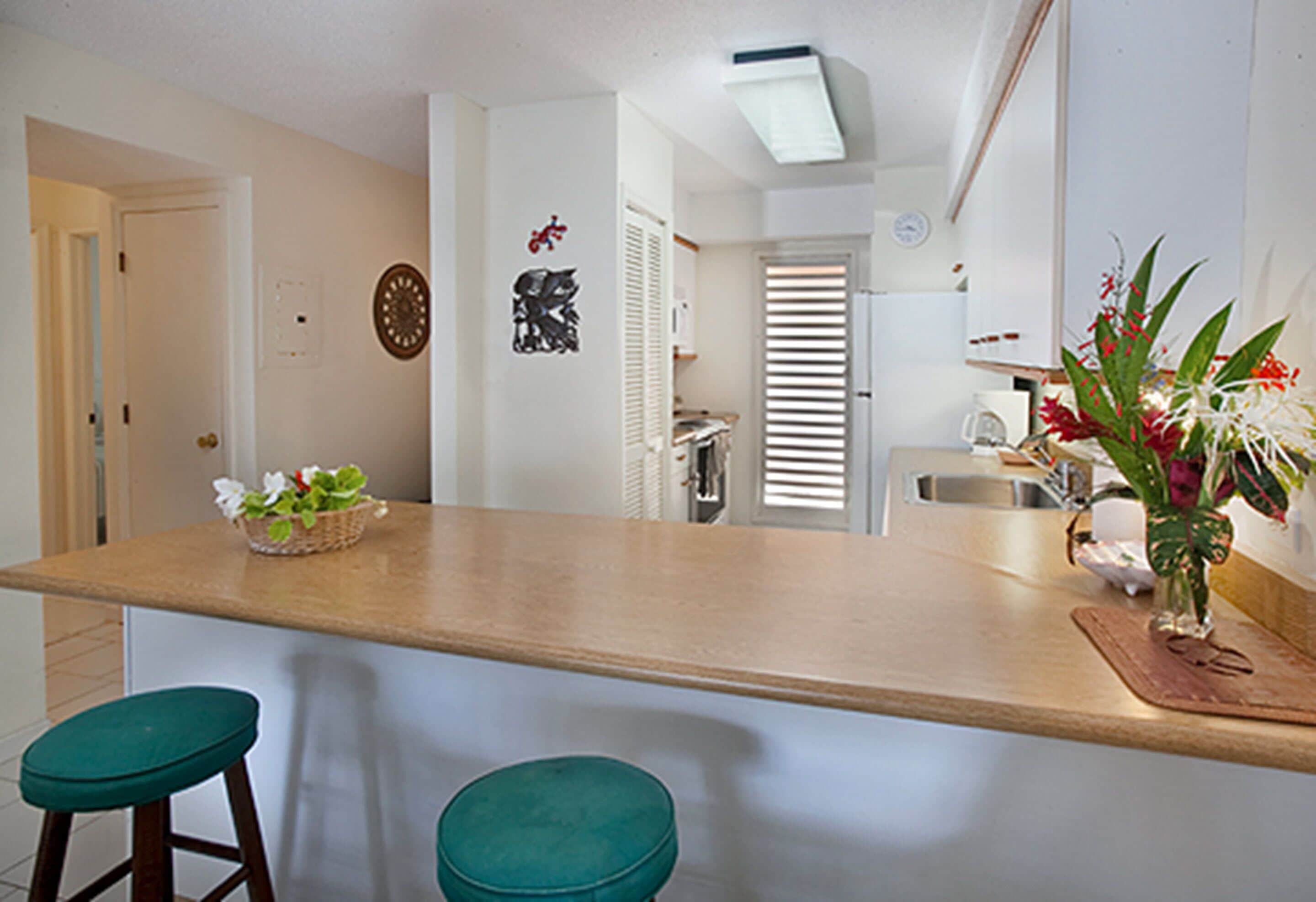 two bedroom suite (with 2 baths) | private kitchen | full-sized fridge, microwave, oven, stovetop