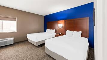 Desk, blackout curtains, iron/ironing board, rollaway beds