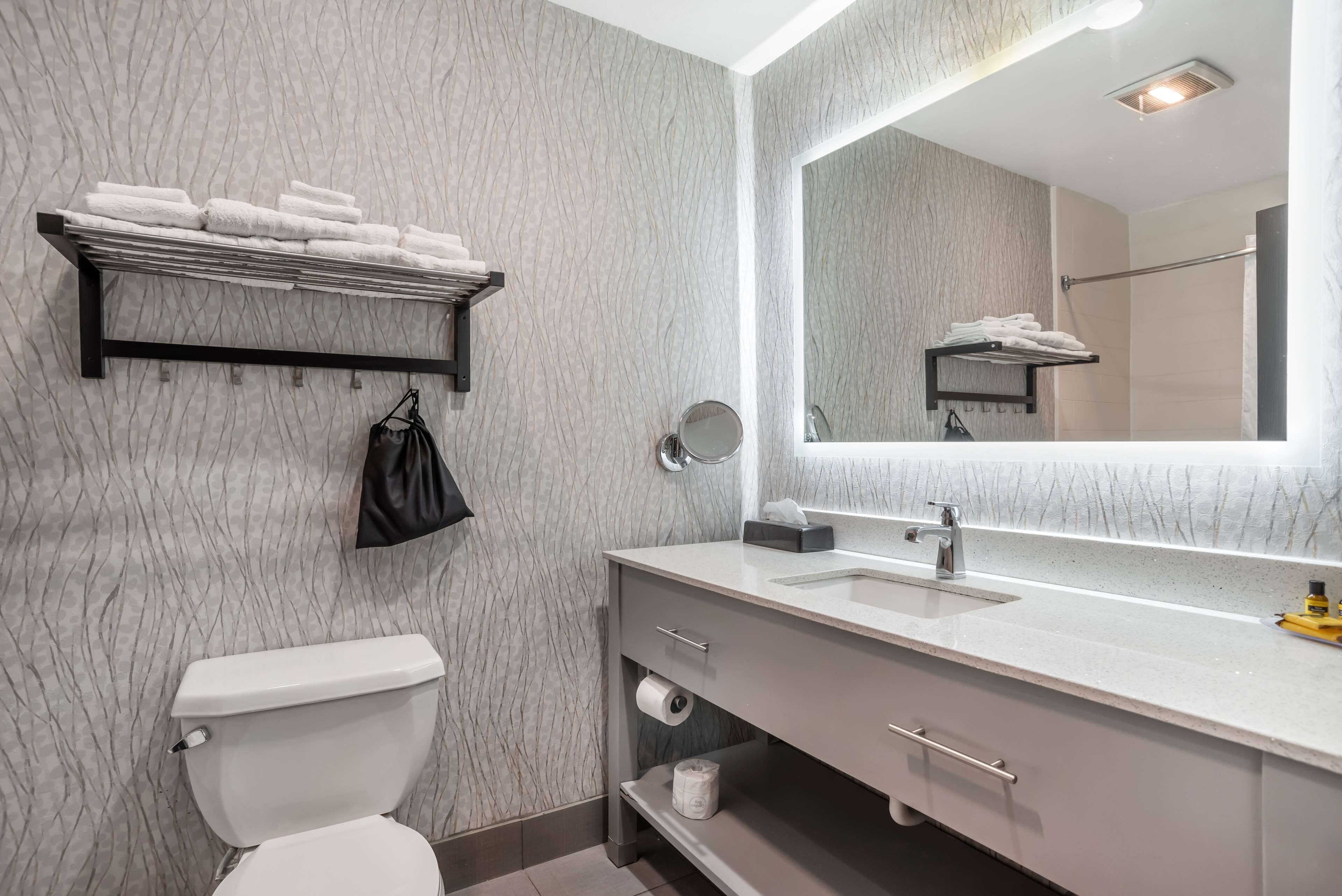 Bañera con ducha, artículos de tocador gratuitos, secador de pelo