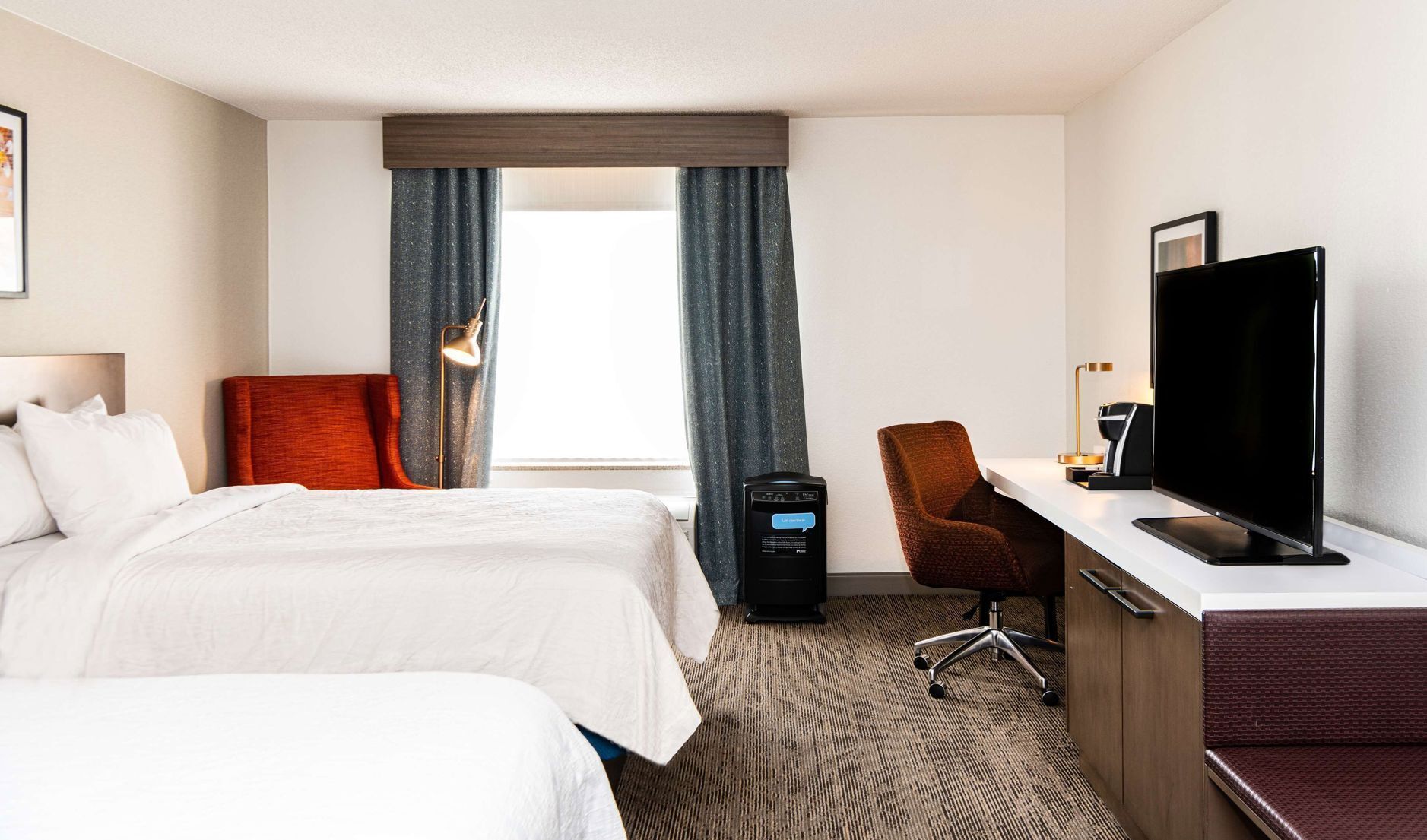 Premium bedding, down duvets, pillow-top beds, desk
