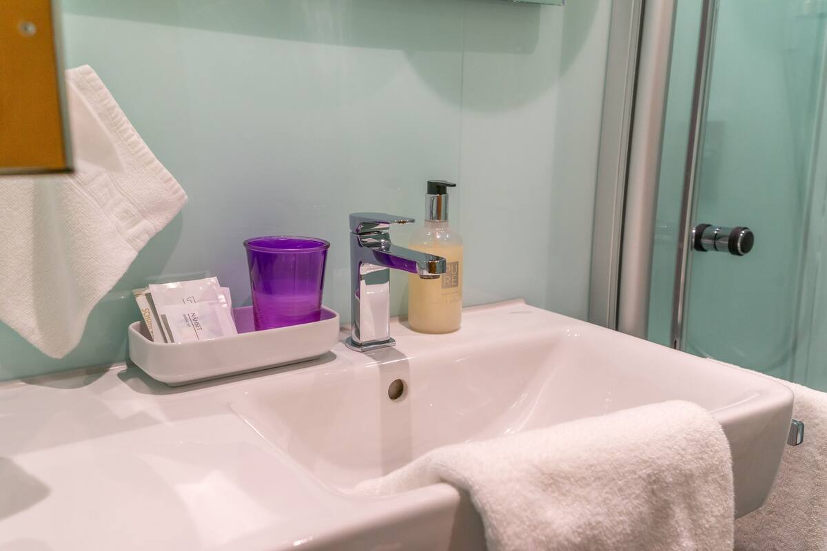 free toiletries, hair dryer, bathrobes, towels