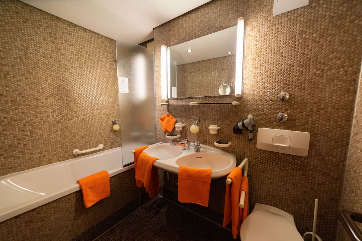 free toiletries, hair dryer, bathrobes, towels