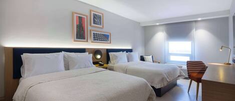 Blackout drapes, free WiFi, bed sheets, alarm clocks