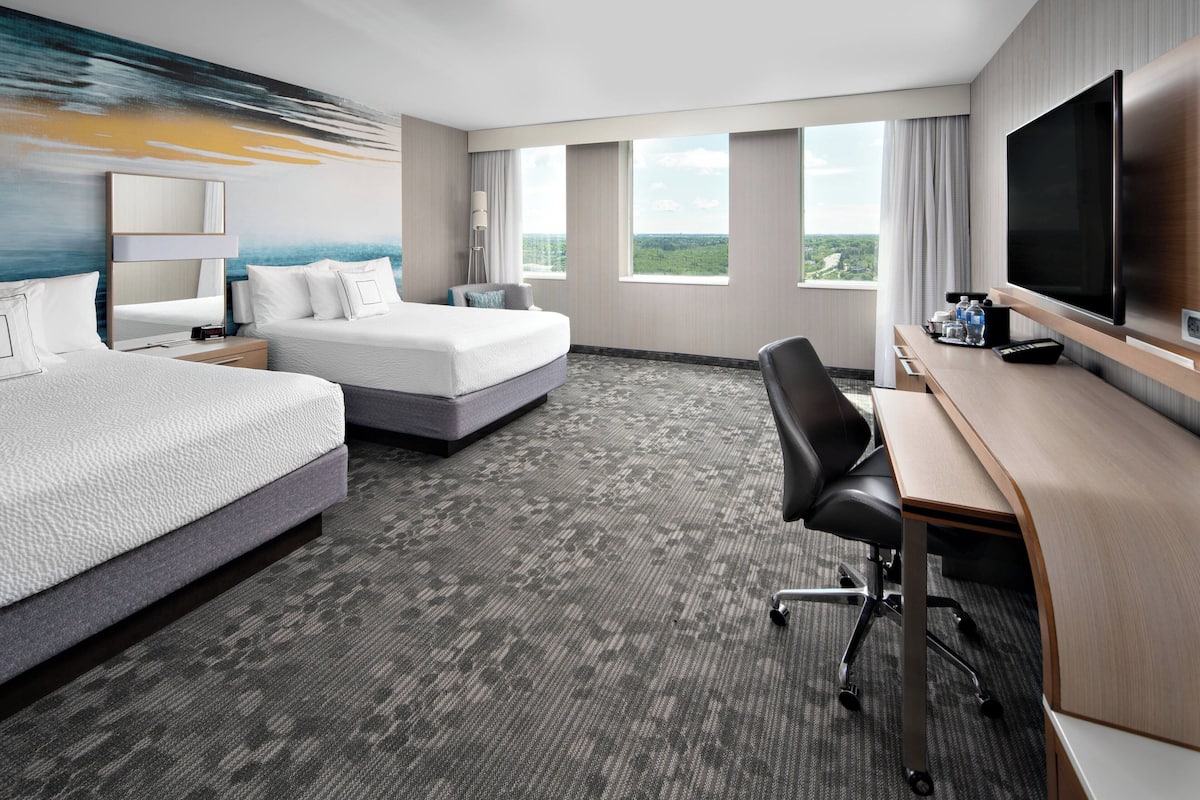 Room, 2 Queen Beds, River View | 1 bedroom, premium bedding, pillow-top beds, in-room safe