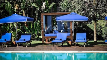 Outdoor pool, pool umbrellas