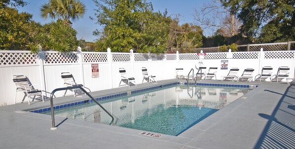 Outdoor pool, pool loungers
