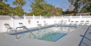 Outdoor pool, pool loungers
