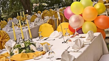 Outdoor banquet area