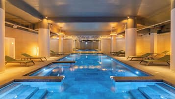 Indoor pool, 3 outdoor pools, open 8:00 AM to 8:00 PM, pool umbrellas