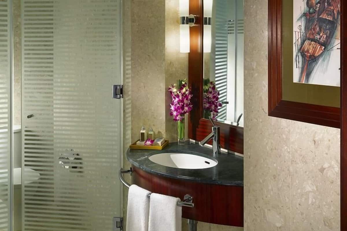 Bathroom | Separate tub and shower, free toiletries, hair dryer, bathrobes