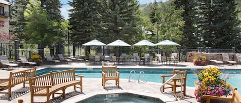 Indoor pool, outdoor pool, sun loungers