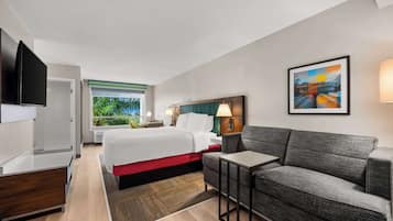 Room, 1 King Bed with Sofa bed, Refrigerator & Microwave | Living area | 37-inch plasma TV with cable channels, TV