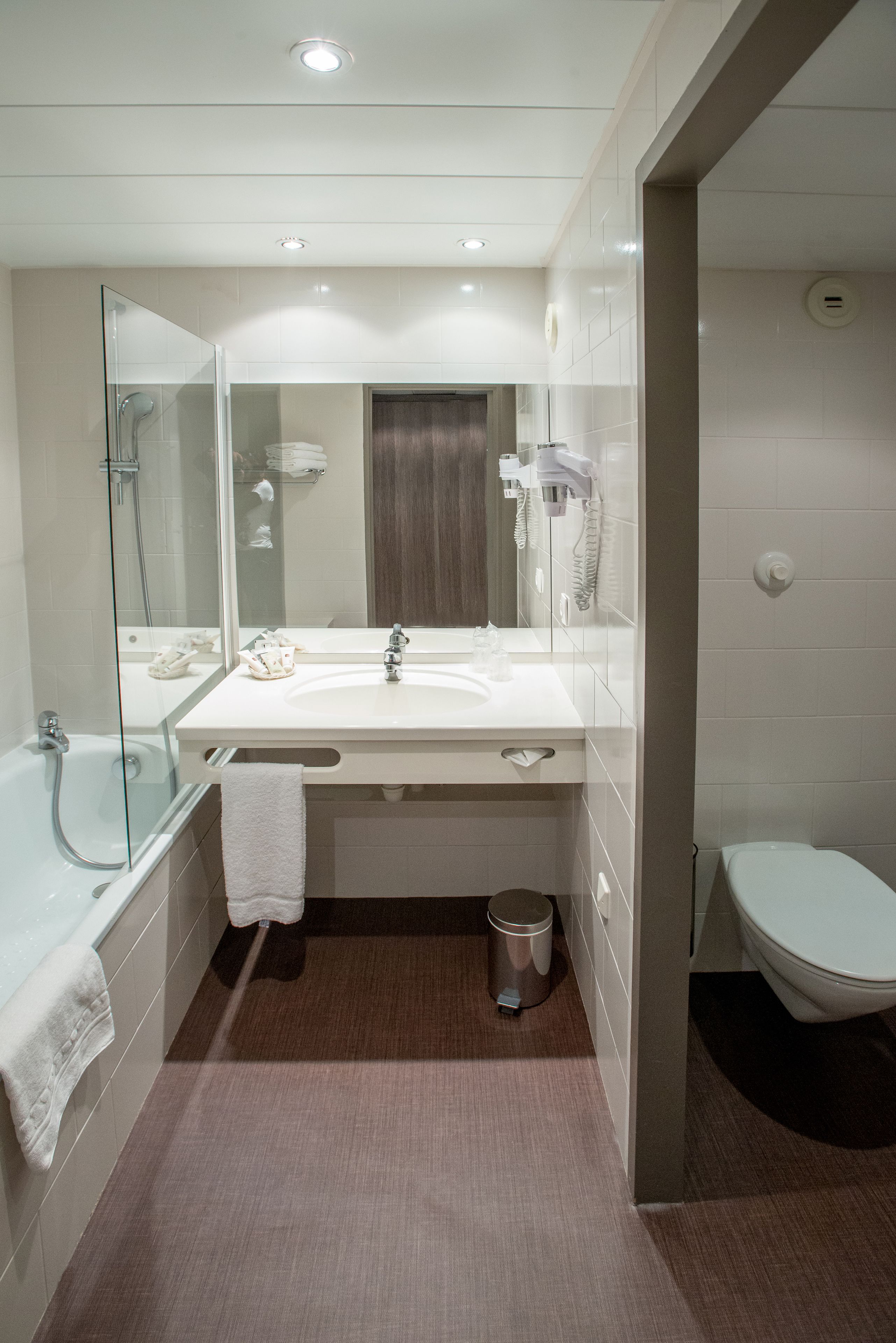 free toiletries, hair dryer, towels