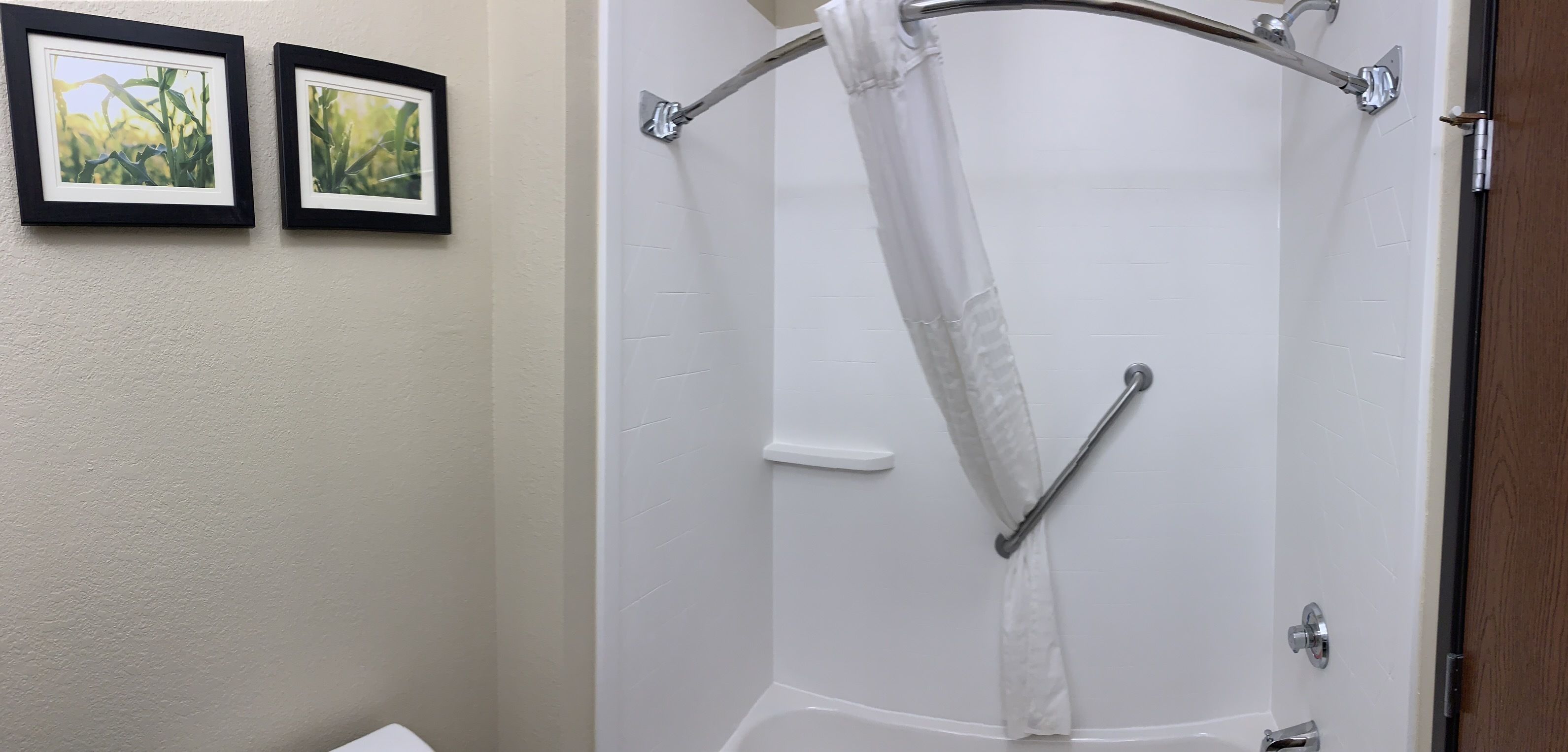 combined shower/bathtub, deep-soaking bathtub, free toiletries