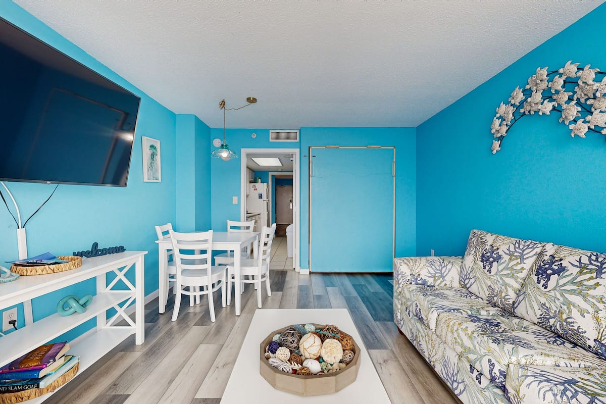 Condo, 1 Bedroom (Partial Ocean View) | Living area | Flat-screen TV, DVD player