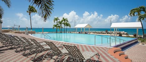 Outdoor pool, sun loungers