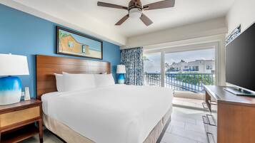 1 Bedroom King Plus Suite Partial Ocean View | In-room safe, blackout curtains, iron/ironing board, cots/infant beds