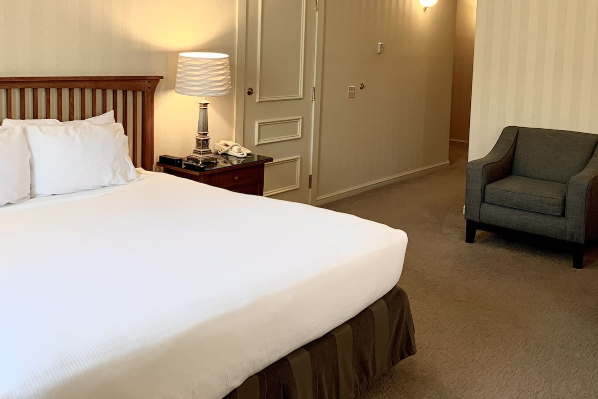 Chambre Deluxe, 1 très grand lit, baignoire à jets (King Whirlpool) | Fer et planche à repasser, accès au Wi-Fi (inclus), literie fournie