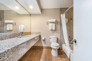 Habitación Deluxe doble | Baño | Artículos de higiene personal gratuitos, secador de pelo y toallas