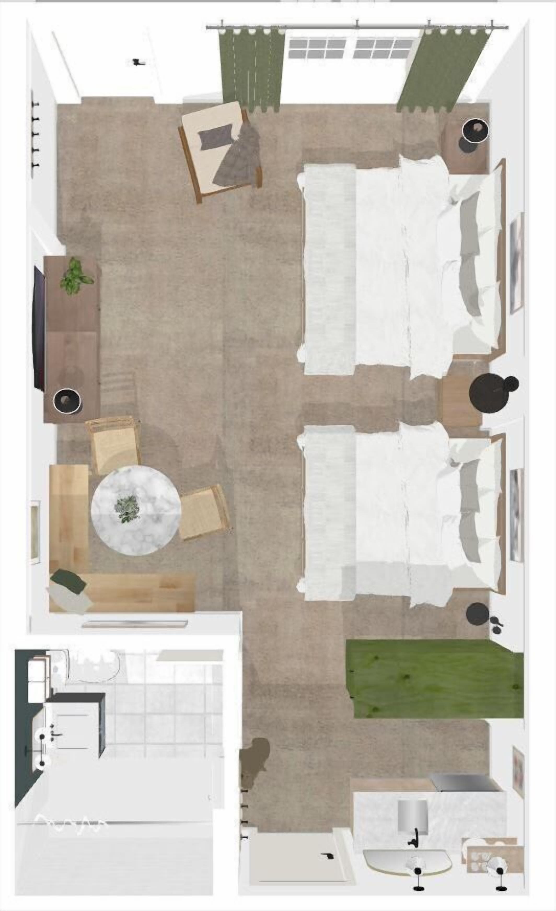 superior room- 1 queen & 1 double bed | 2 bedrooms, hypo-allergenic bedding, desk, laptop workspace