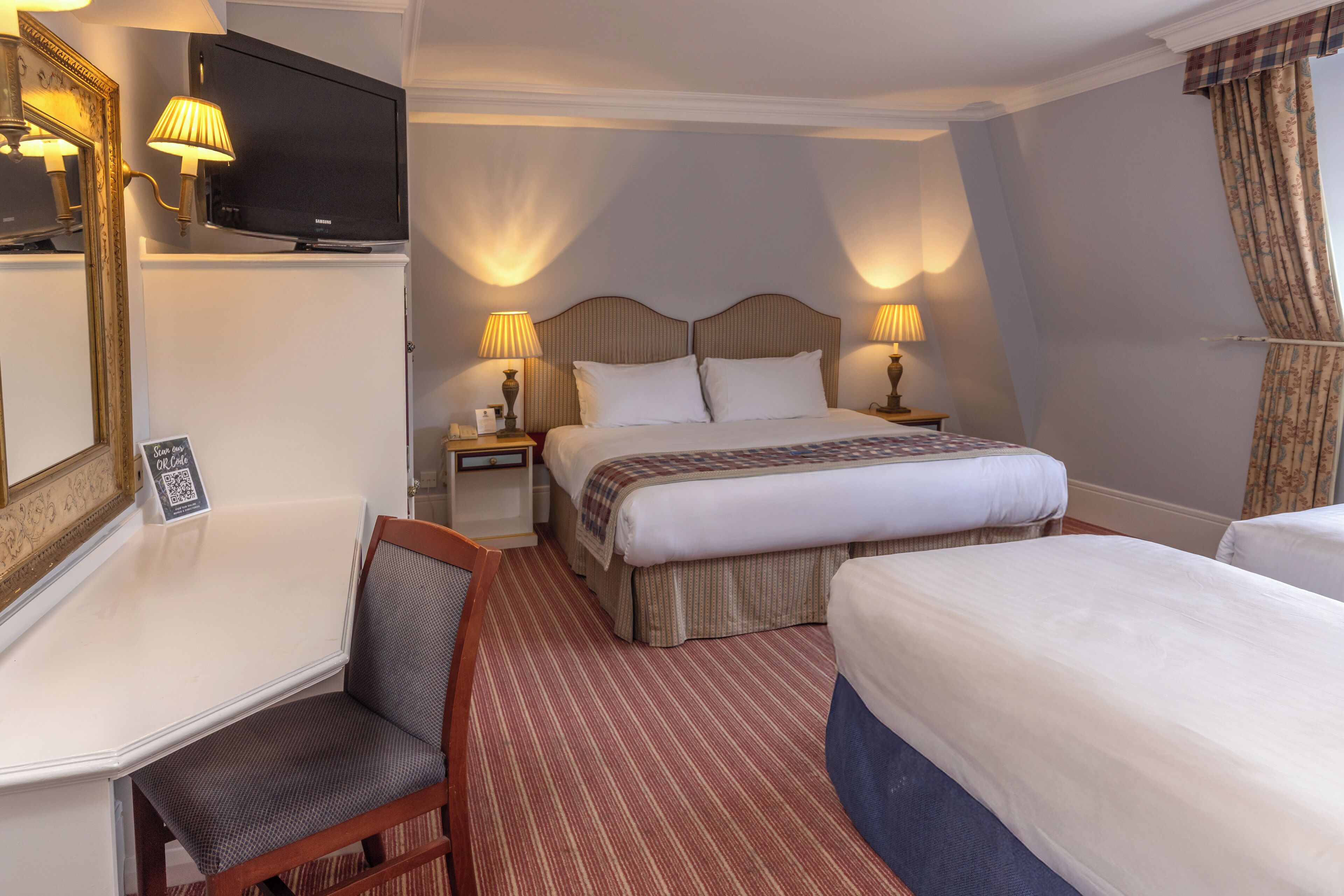 Individually decorated, individually furnished, desk, blackout drapes