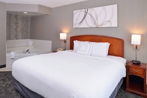 Hypo-allergenic bedding, down duvets, pillow-top beds, desk
