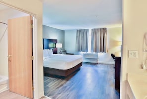 In-room safe, desk, laptop workspace, blackout drapes