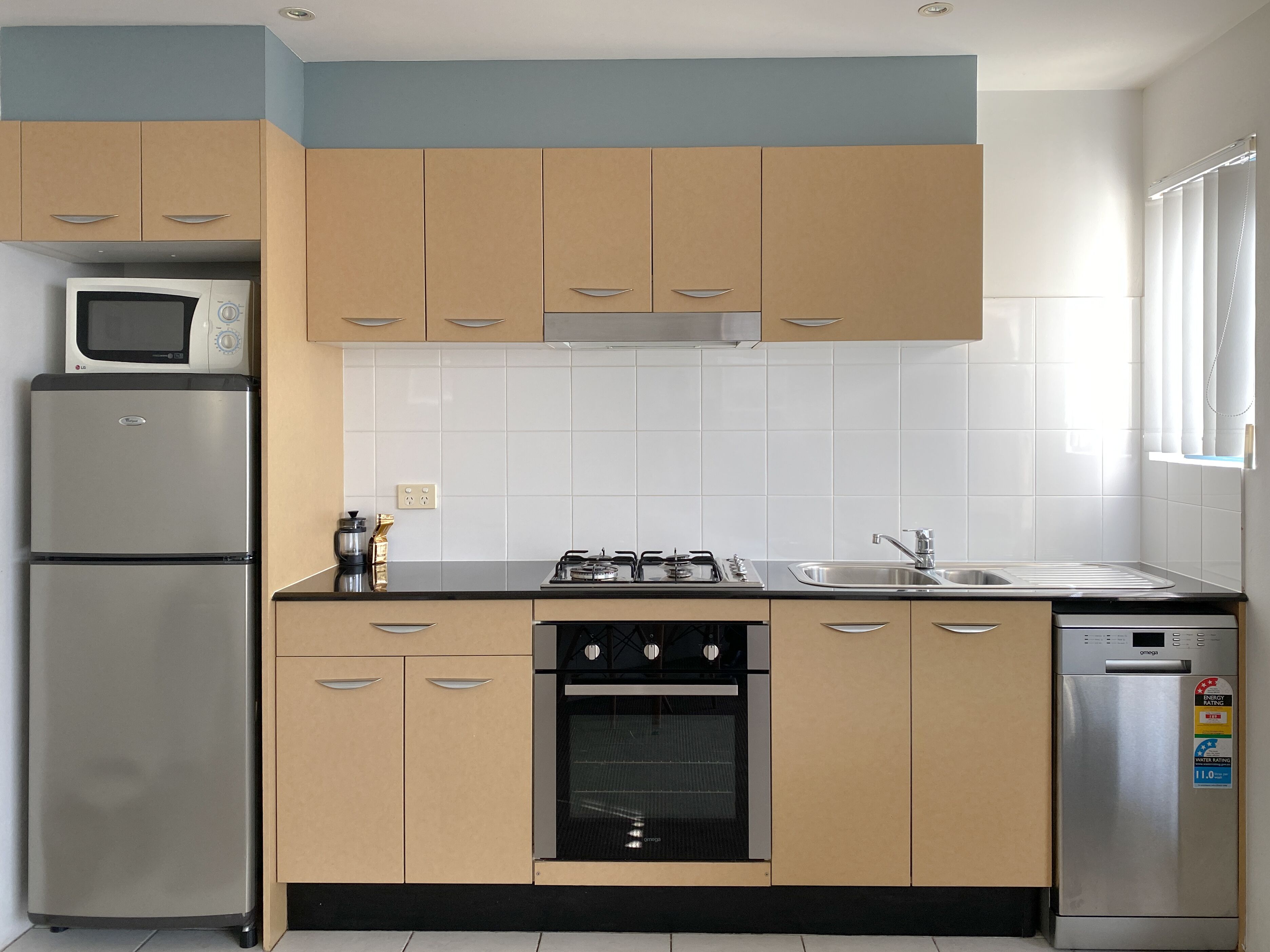 one bedroom apartment | private kitchen | fridge, microwave, stovetop, coffee/tea maker