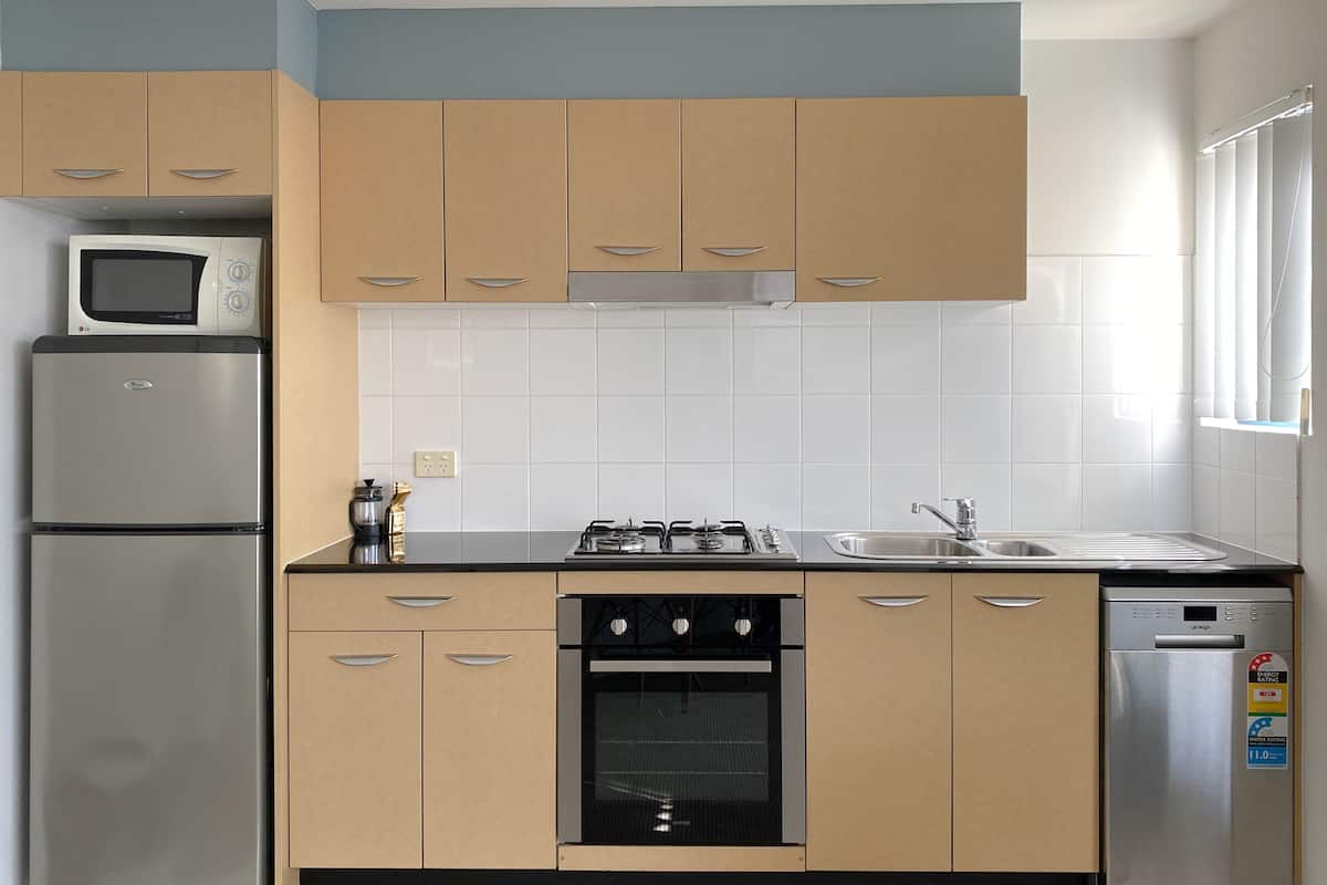 one bedroom apartment | private kitchen | fridge, microwave, stovetop, coffee/tea maker