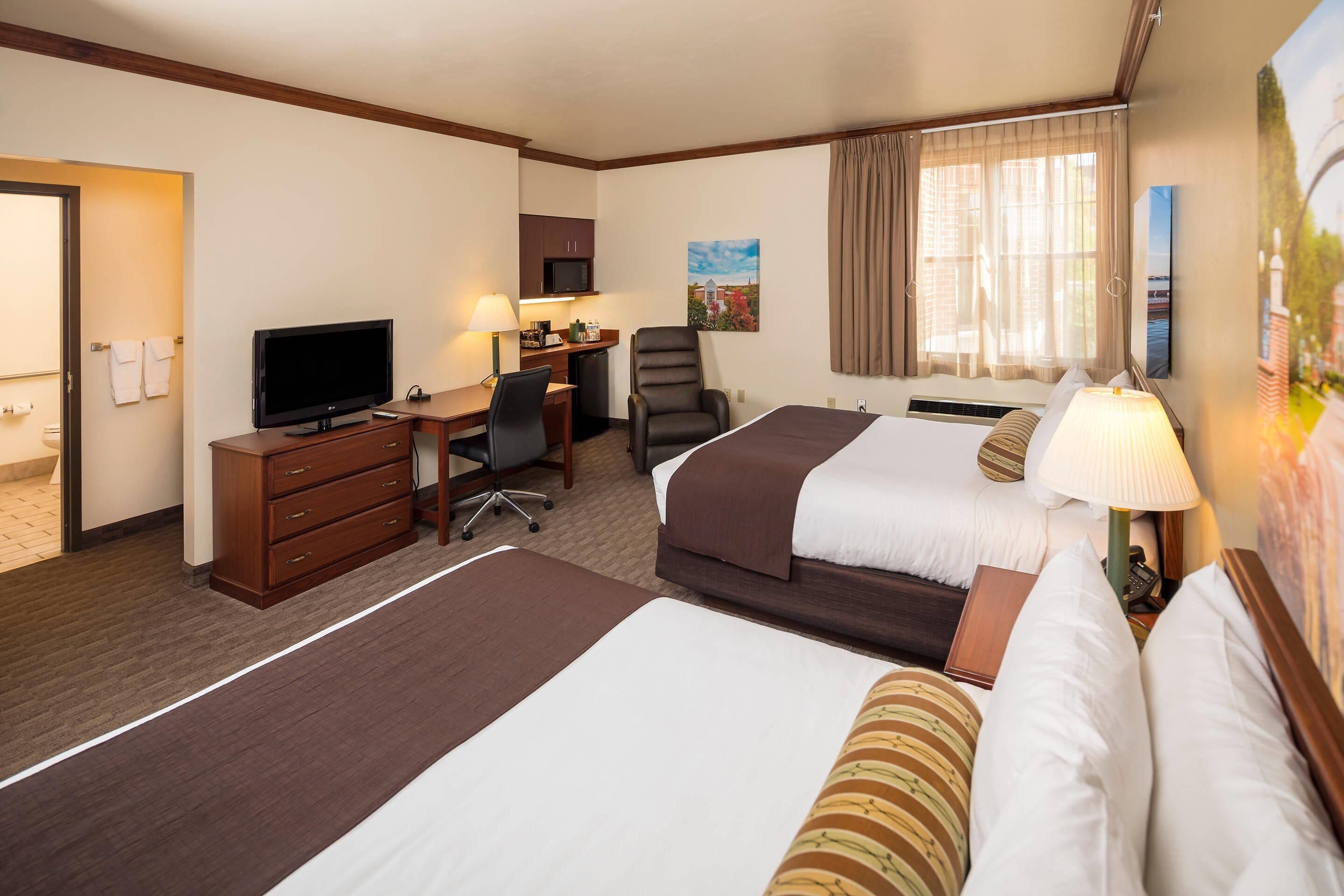 Suite, 2 Queen Beds, Accessible, Non Smoking | In-room safe, desk, blackout drapes, iron/ironing board