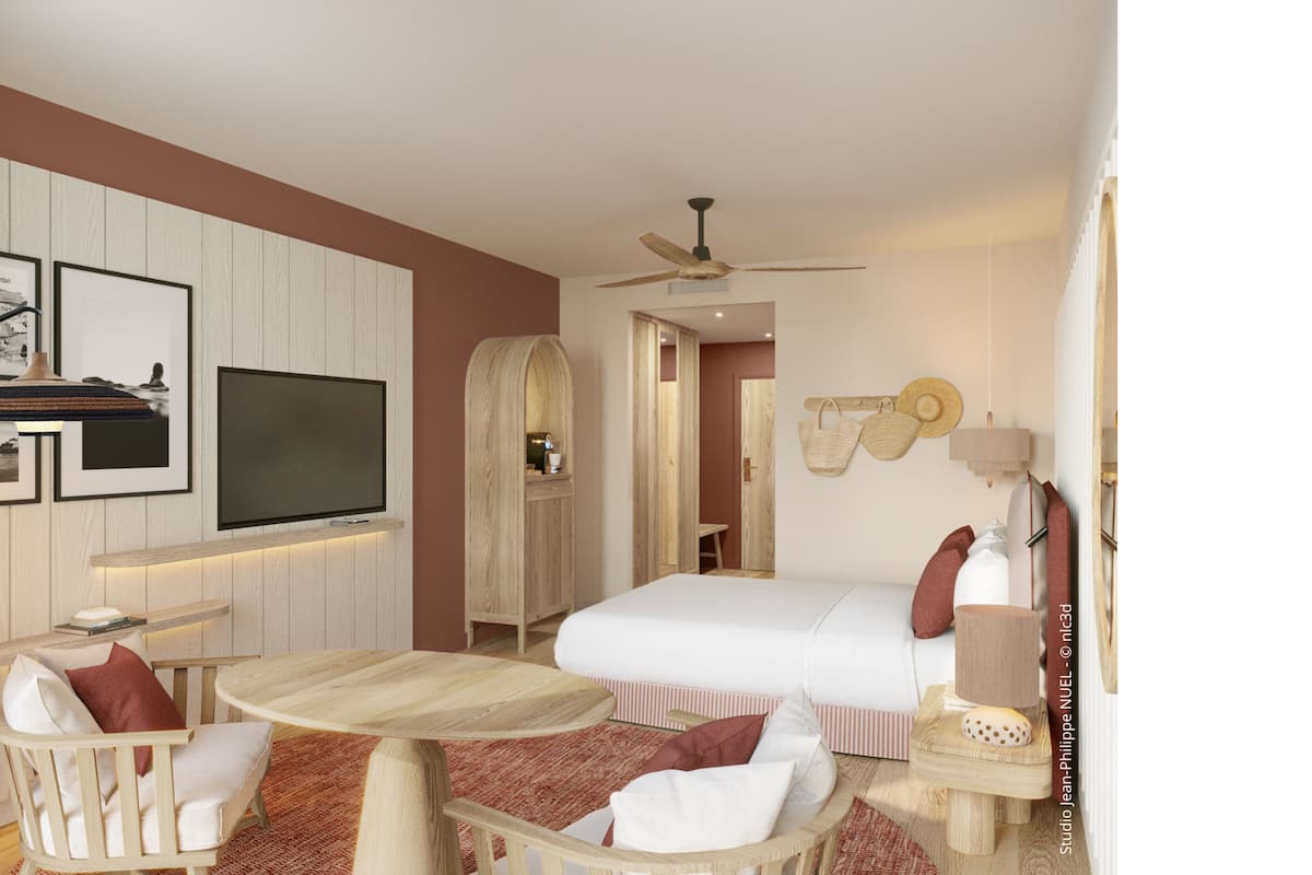 Ropa de cama de alta calidad, cubrecamas y minibar