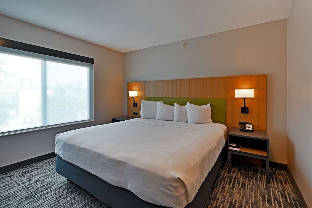 1 bedroom, premium bedding, desk, blackout curtains