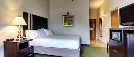 Suite, 1 King Bed, Accessible (Mobility, Roll-In Shower) | Premium bedding, in-room safe, desk, iron/ironing board