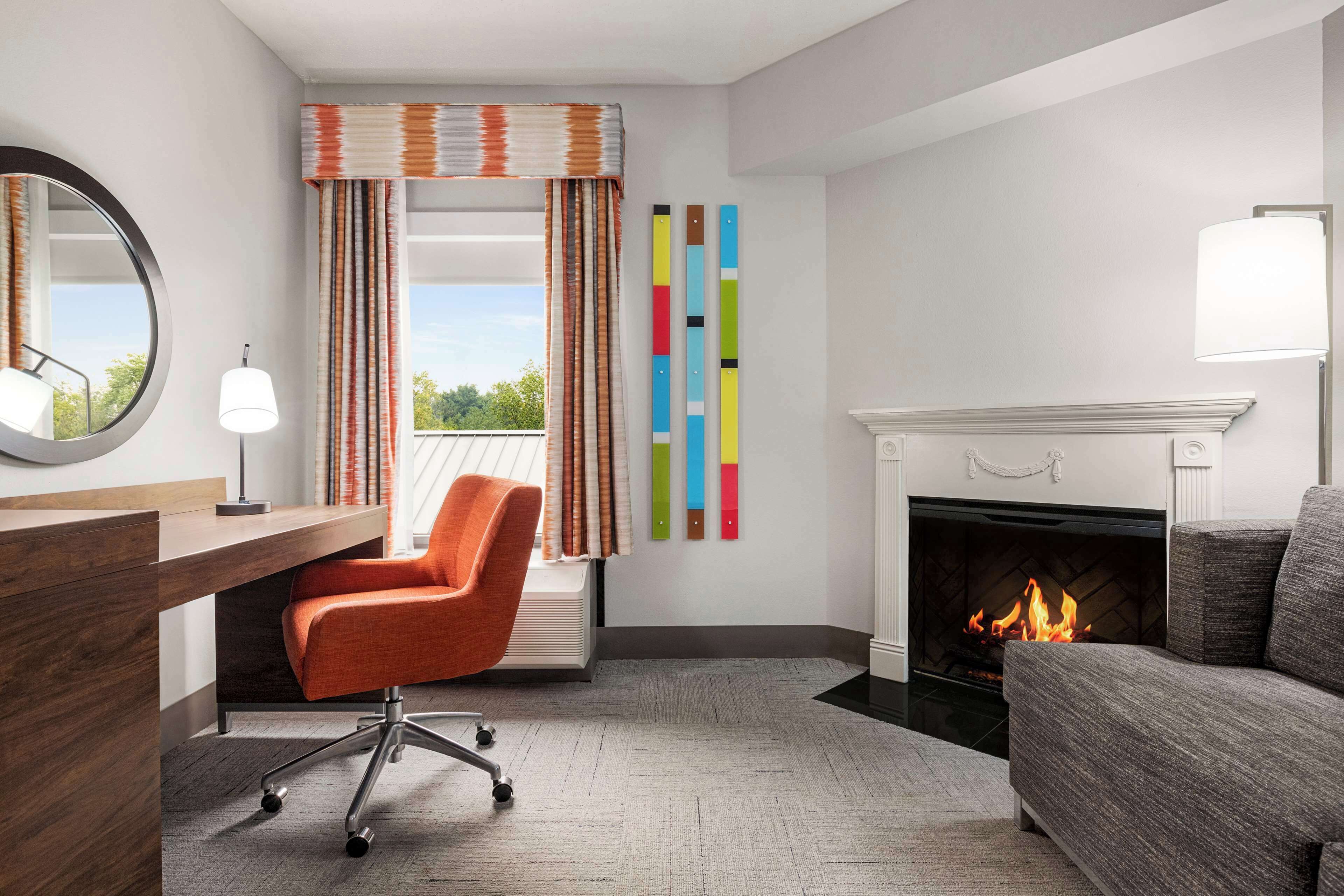 room, 1 king bed with sofa bed, fireplace | living area | video game console, pay films