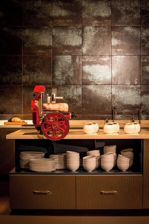 Fridge, microwave, coffee/tea maker